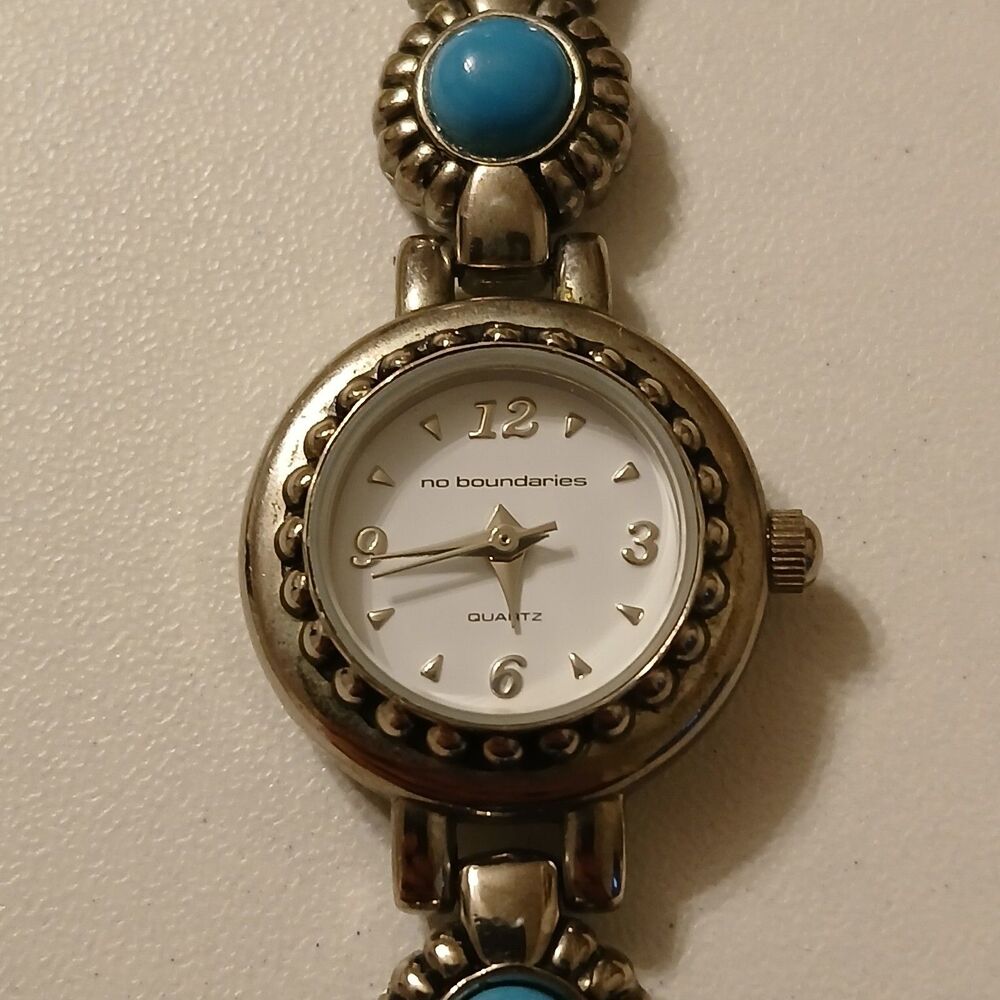 No Boundaries Southwestern Style Blue/Silver Tone Quartz Watch NB026 Japan Movt